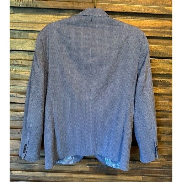 Tailorbyrd Mens Blazer Sport Coat Blue‎ Stripe Stretch Seersucker Elbow 38S - Picture 5 of 16